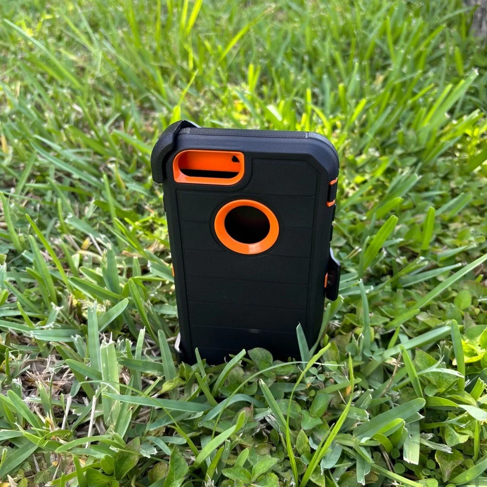 Rugged Black and Orange Phone Case /iPhone 8 plus